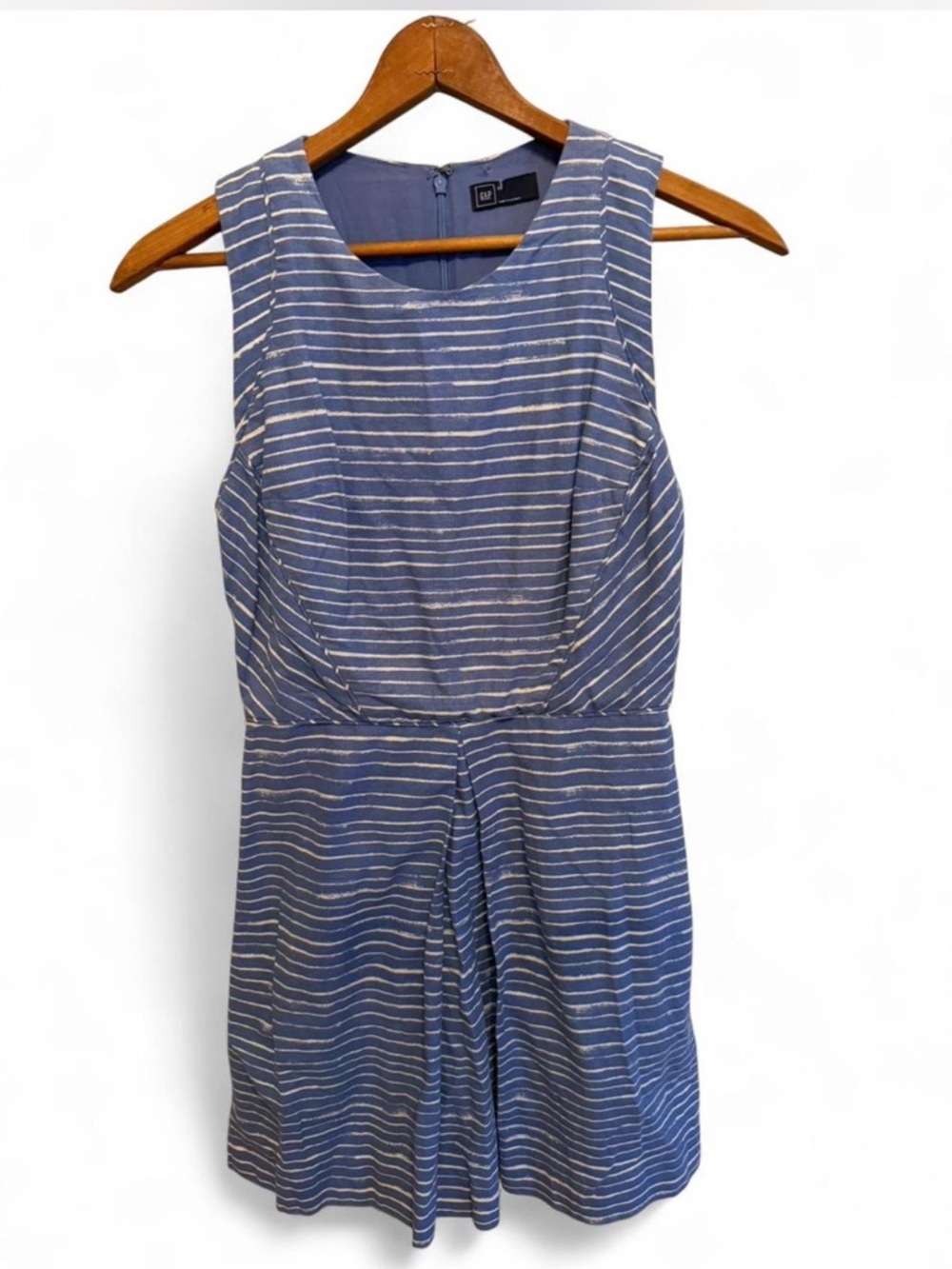 GAP Blue and White Striped Linen-Cotton Sleeveless dress